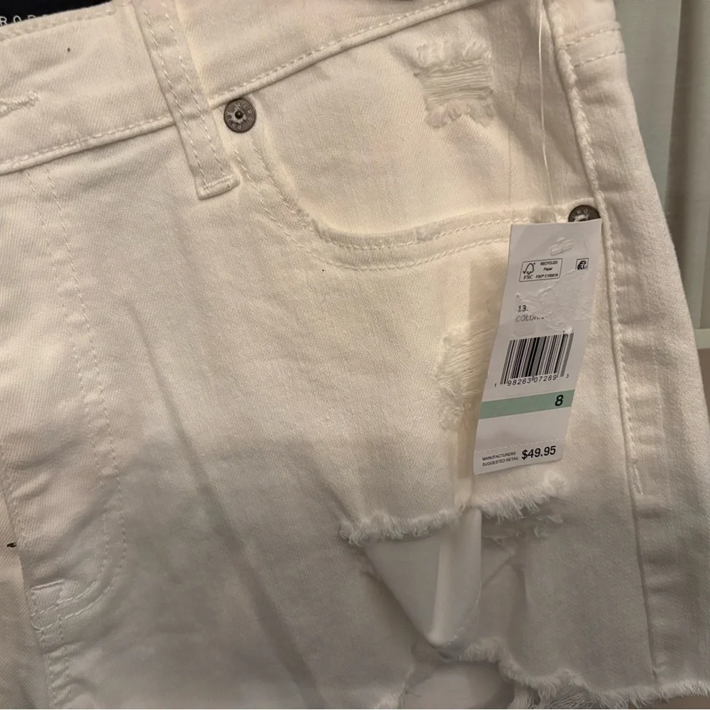 Aeropostale White Distressed High-Rise Jean Shorts